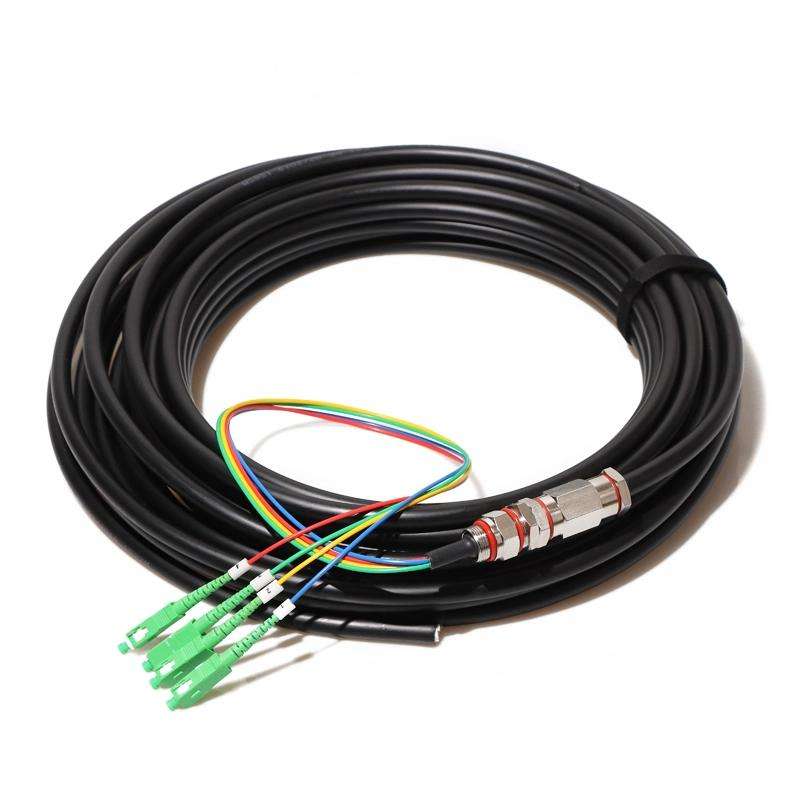 Outdoor Armored SC/APC Singlemode Waterproof Fiber Pigtail, 2/4/6/8/12 Core